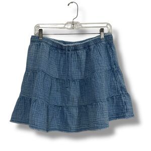Aerie Blue Mini Skirt Women’s Size Medium Casual Frayed Hem